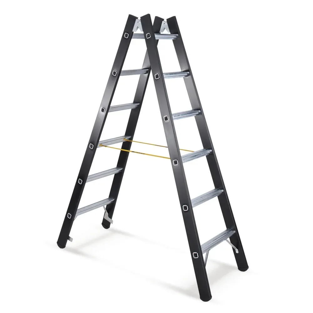ZARGES Eloxierte Stehleiter, 2-seitig begehbar, Standhöhe 0,75 m
