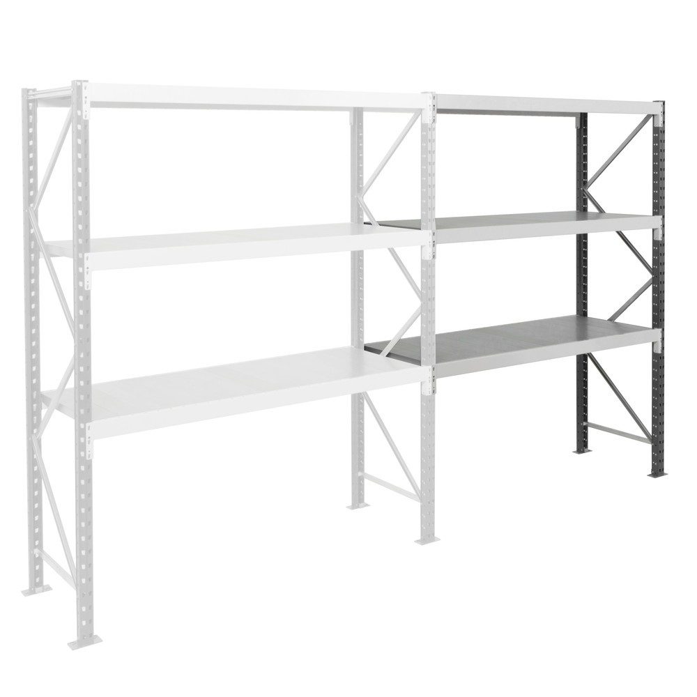 ManOrga Weitspannregal, mit Stahlpaneelen, AF, graphitgrau/lichtgrau, HxBxT 2.000 x 1.500 x 800 mm
