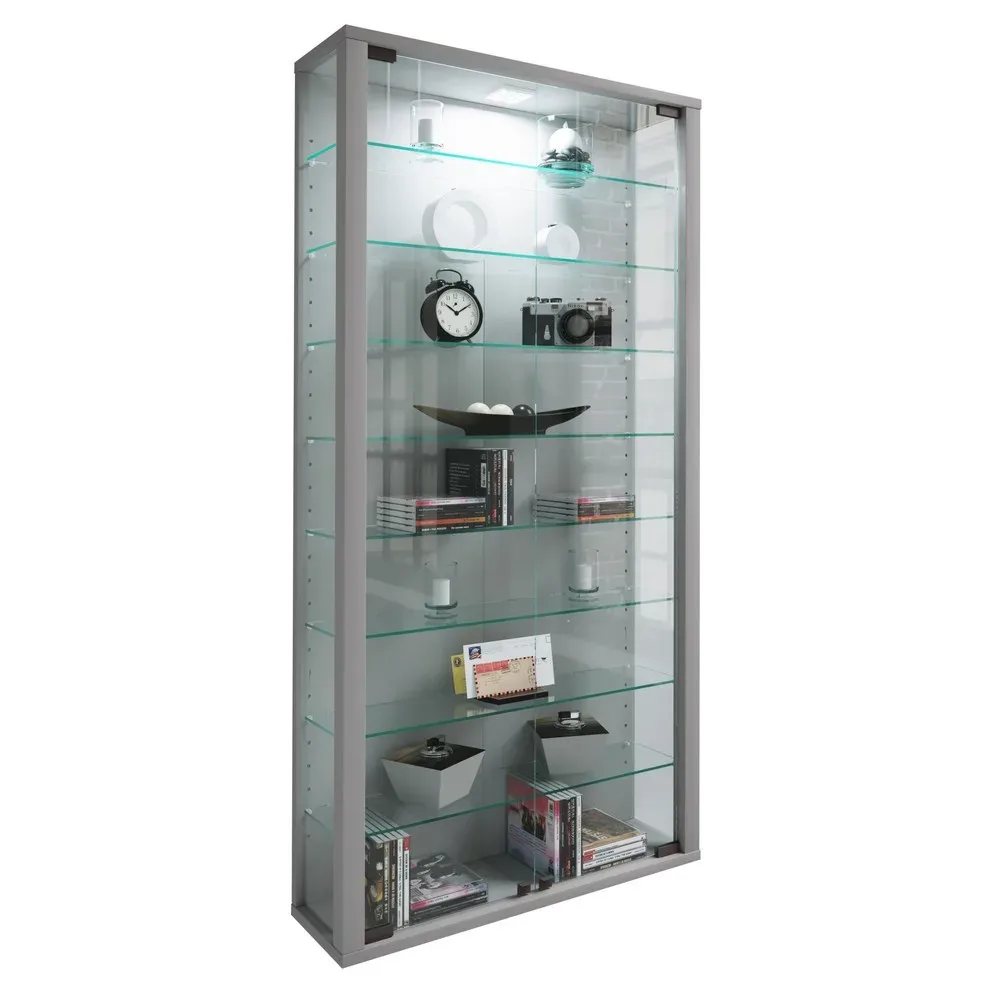 VCM Wandvitrine Vitrosa Maxi, inkl. LED-Beleuchtung, silber