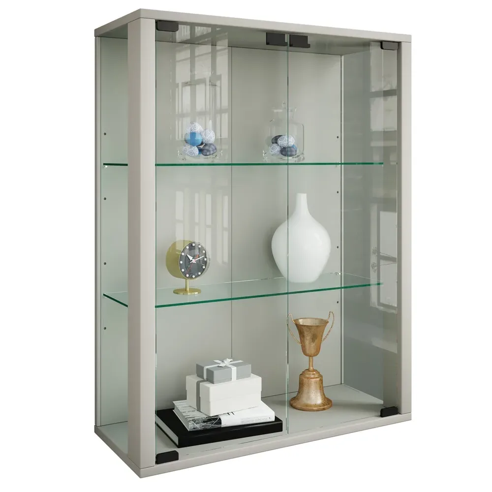 VCM Wandvitrine Udina, inkl. LED-Beleuchtung, silber