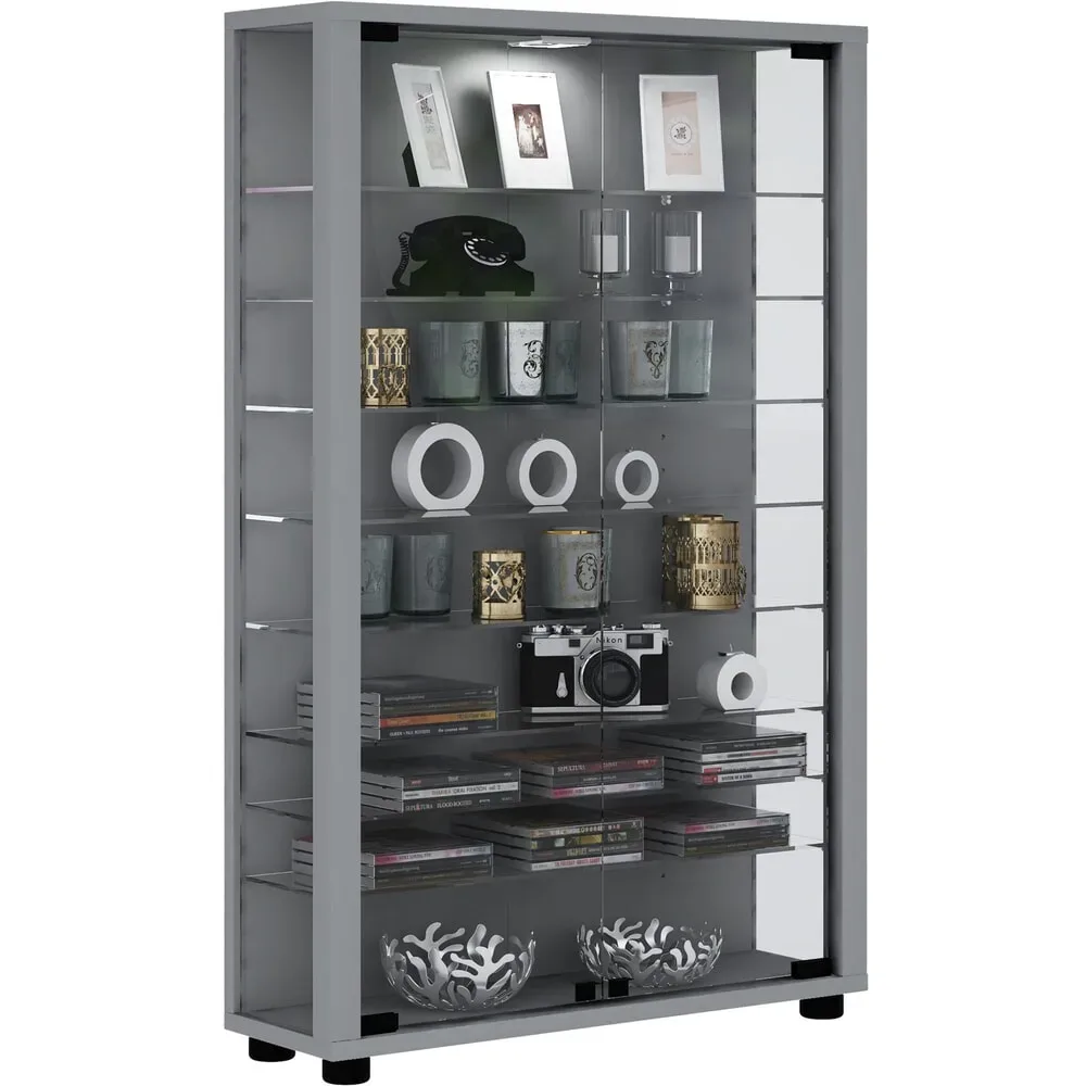 VCM Standvitrine Lumo Mini, silber