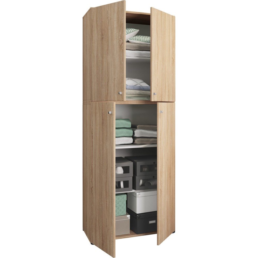 VCM - Holz Kleiderschrank Jugendschrank Kinderschrank Schrank Lona Drehtüren, 70 CM, Sonoma-Eiche