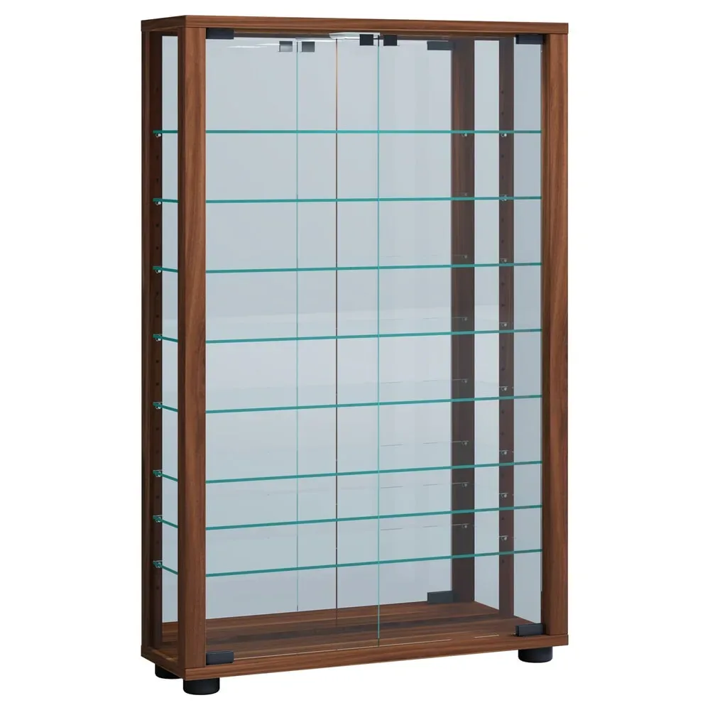 VCM Standvitrine Lumo Mini mit Spiegel, inkl. LED-Beleuchtung, Kern-Nussbaum
