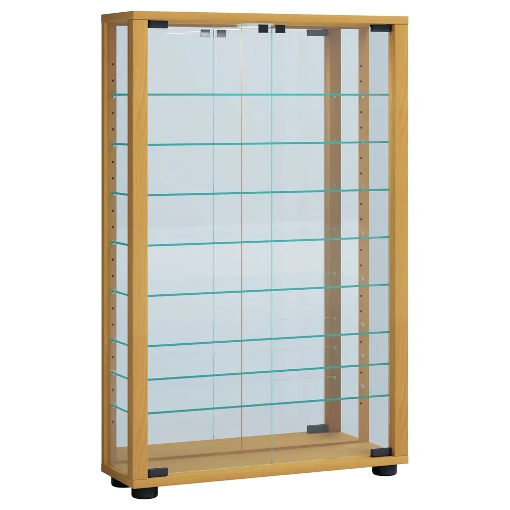 VCM Standvitrine Lumo Mini mit Spiegel, Buche