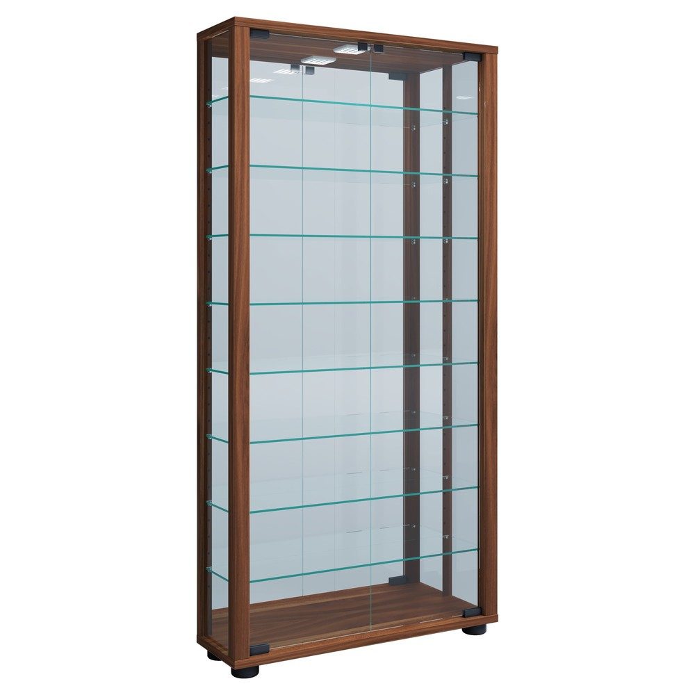 VCM Standvitrine Lumo Maxi mit Spiegel, inkl. LED-Beleuchtung, Kern-Nussbaum
