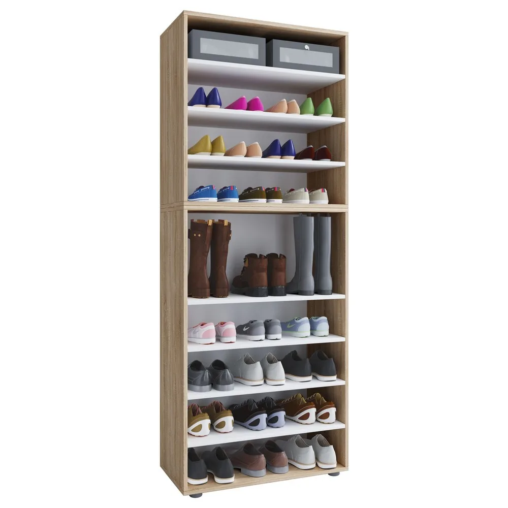 VCM - XXL Holz Großer Schuhschrank Schuhregal Groß Stiefel Dielenmöbel Lona 9 Fächer, 70 CM, Sonoma-Eiche