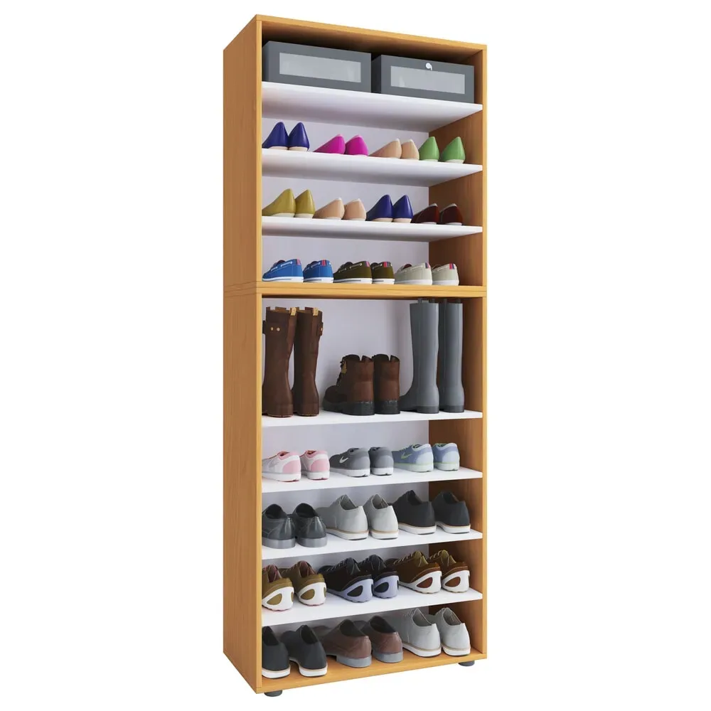 VCM - XXL Holz Großer Schuhschrank Schuhregal Groß Stiefel Dielenmöbel Lona 9 Fächer, 70 CM, Buche
