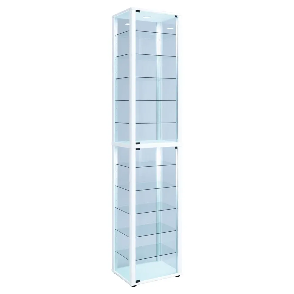 VCM - Glasvitrine stehend | Vitrine Glas mit ESG-Sicherheitsglas | Maße ca. H. 227 x B. 50 x T. 38 cm | Standvitrine Glas | Modern und platzsparend | Glas, 50 CM, Weiss