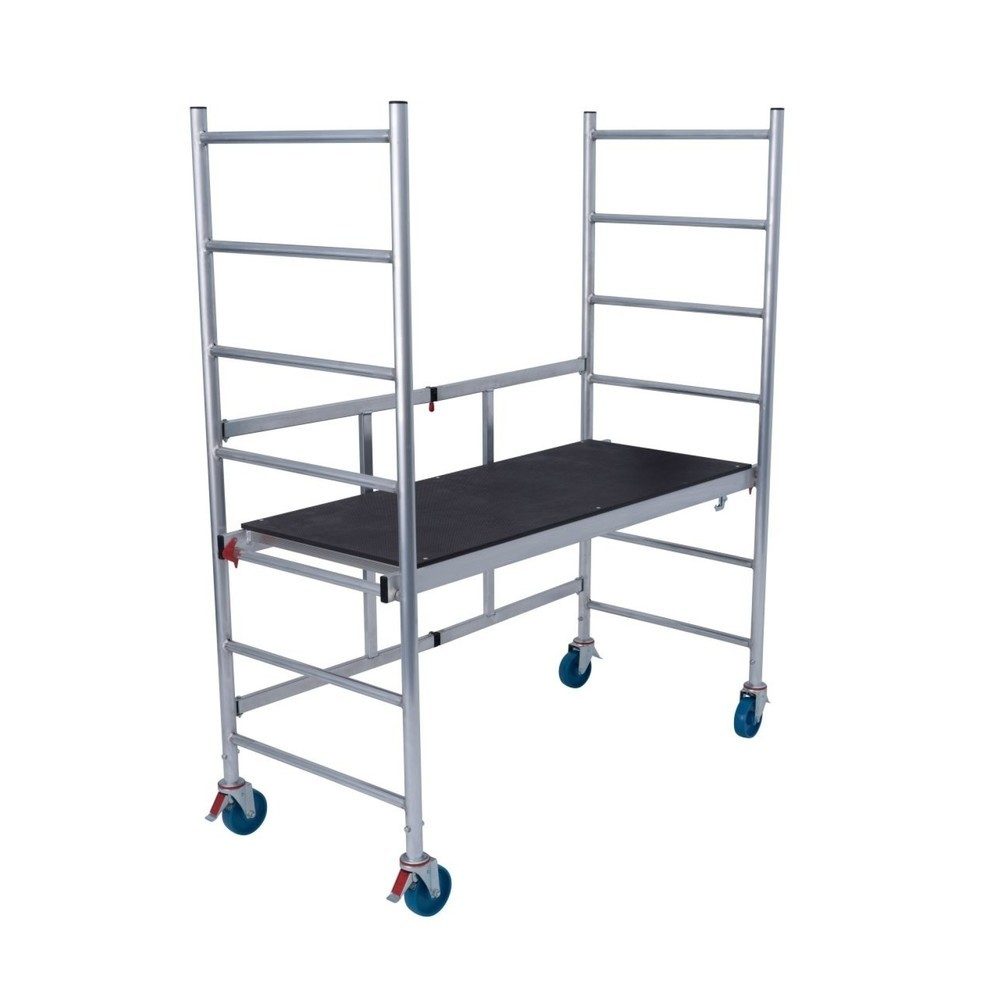 Faltgerüst Krause RollTec®, Arbeitshöhe bis 2,9 m, belastbar bis 200 kg/m2, mit Belagbühne, mobil, Aluminium