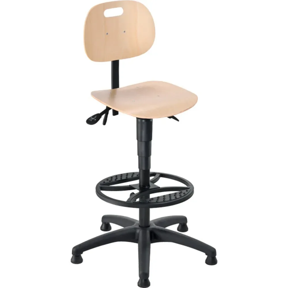 meychair Arbeitsdrehstuhl Ability Buche, Sitzhöhe 590-840 mm, Kunststoffbasis, Bodengleiter, Fussring