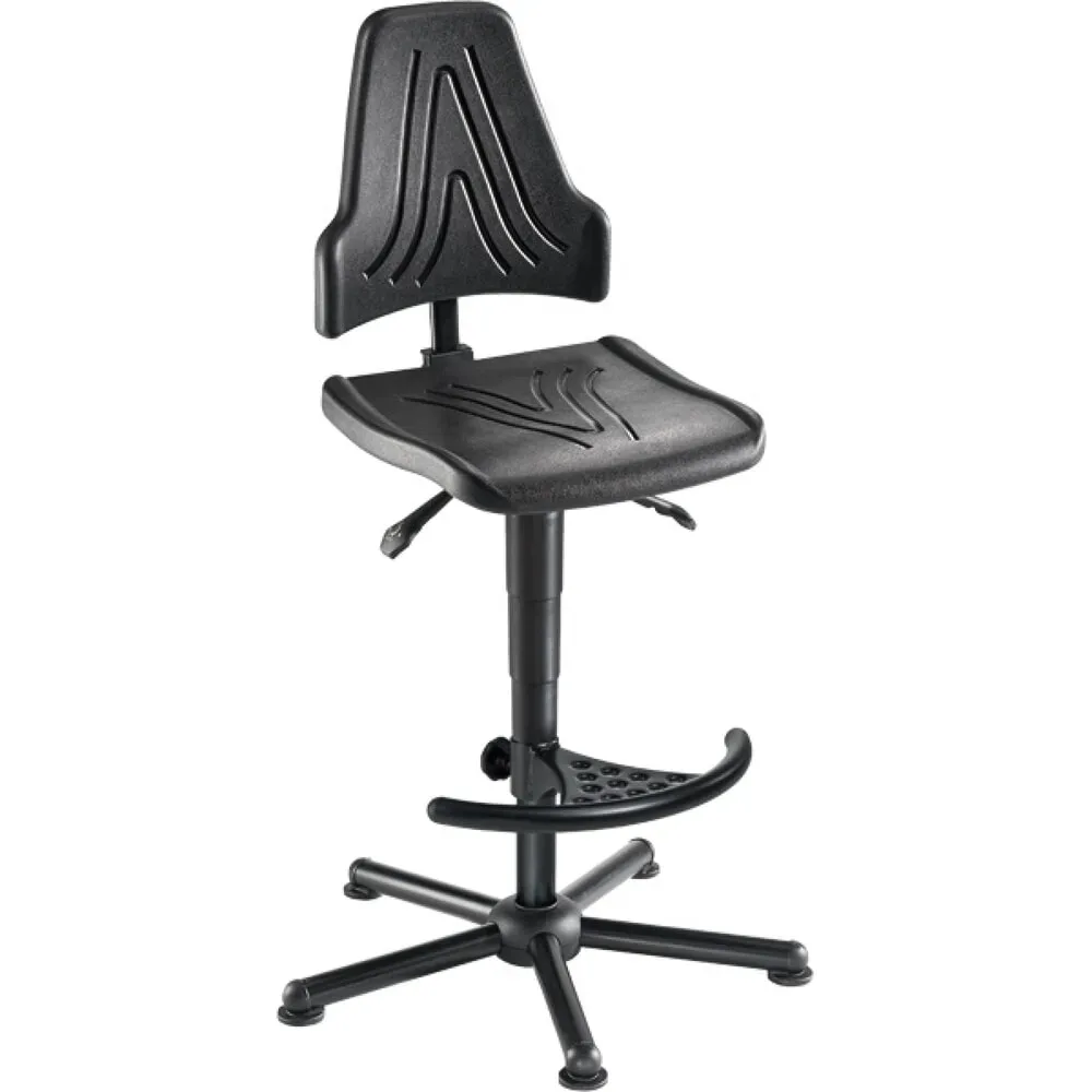 meychair Arbeitsdrehstuhl Stream XXL, bis 250 kg belastbar, Sitzhöhe 590-840 mm, Stahlbasis, Bodengleiter, Fussstütze