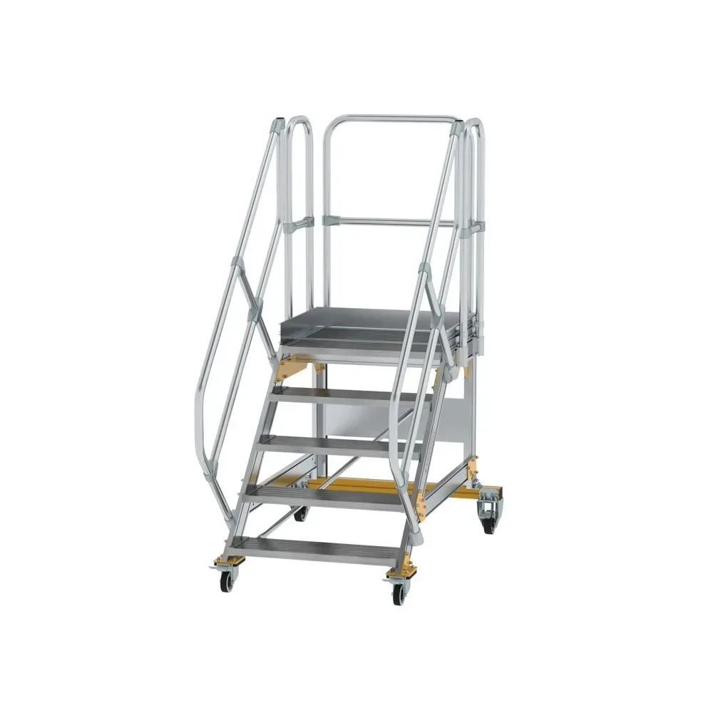 Munk Plattformtreppe 45° fahrbar Stufenbreite 800 mm 5 Stufen Aluminium geriffelt