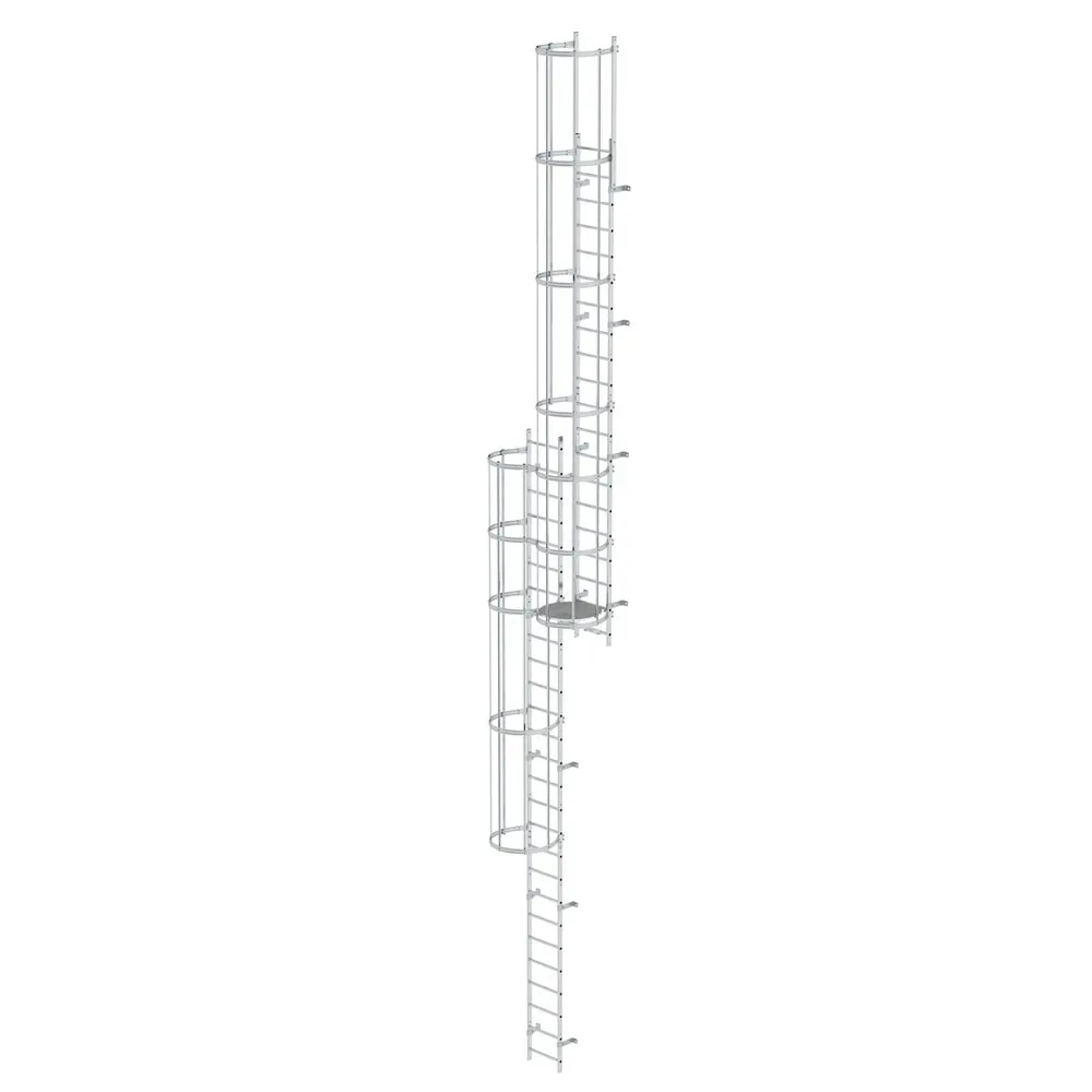 Munk Mehrzügige Steigleiter mit Rückenschutz (Notleiter) Aluminium blank 12,12m
