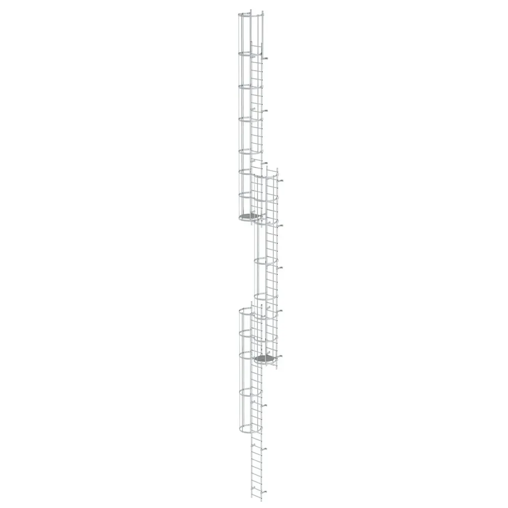 Munk Mehrzügige Steigleiter mit Rückenschutz (Notleiter) Aluminium blank 18,00m