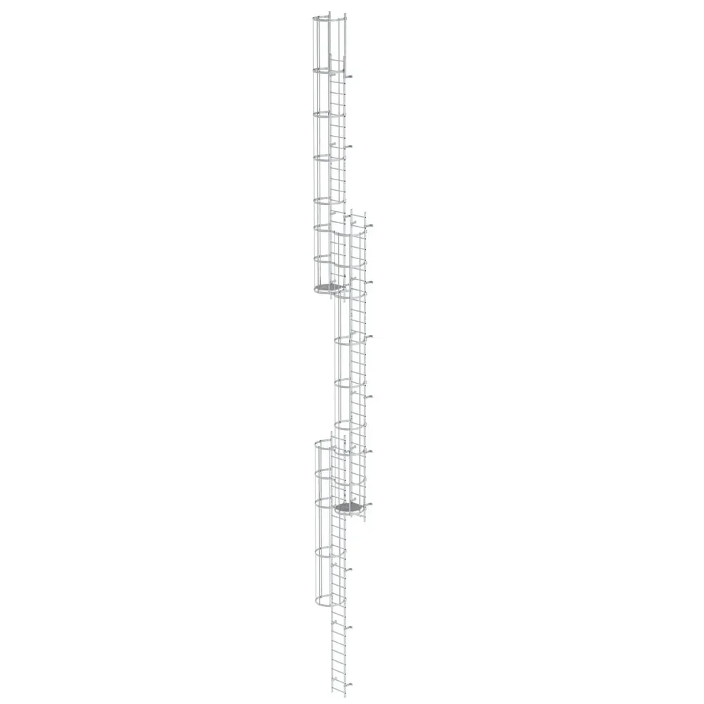 Munk Mehrzügige Steigleiter mit Rückenschutz (Notleiter) Aluminium blank 18,84m