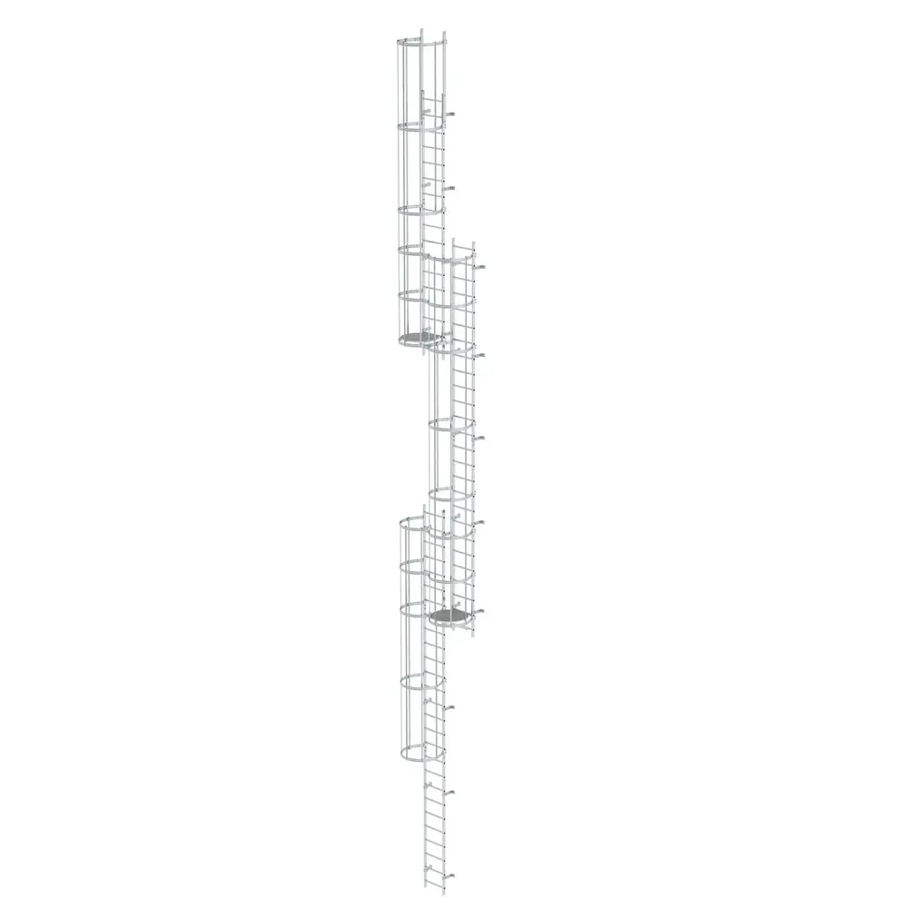 Munk Mehrzügige Steigleiter mit Rückenschutz (Notleiter) Aluminium blank 16,32m