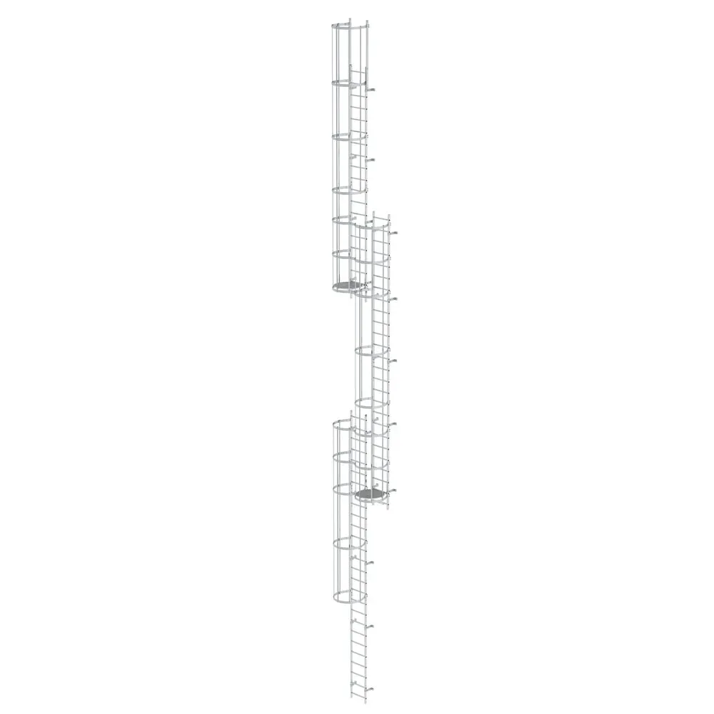 Munk Mehrzügige Steigleiter mit Rückenschutz (Notleiter) Aluminium blank 17,16m
