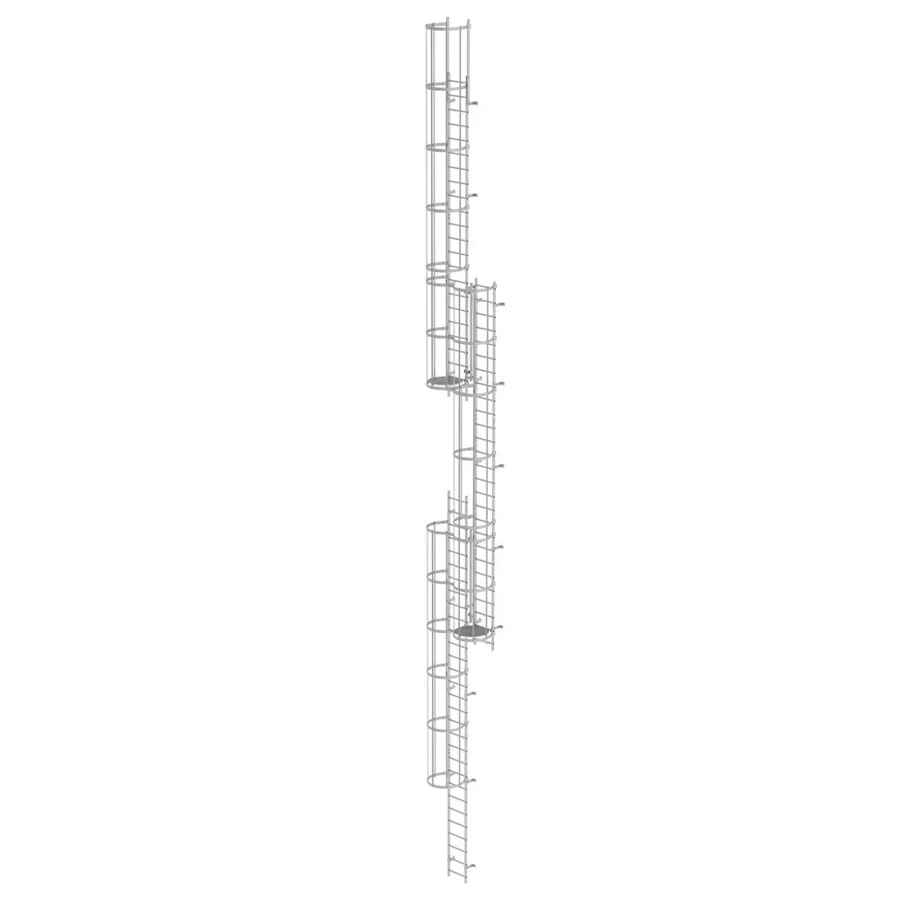 Munk Mehrzügige Steigleiter mit Rückenschutz (Maschinen) Aluminium blank 18,00m