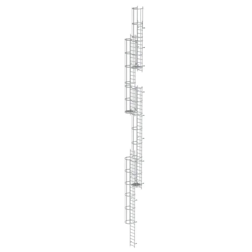 Munk Mehrzügige Steigleiter mit Rückenschutz (Maschinen) Aluminium blank 19,96m