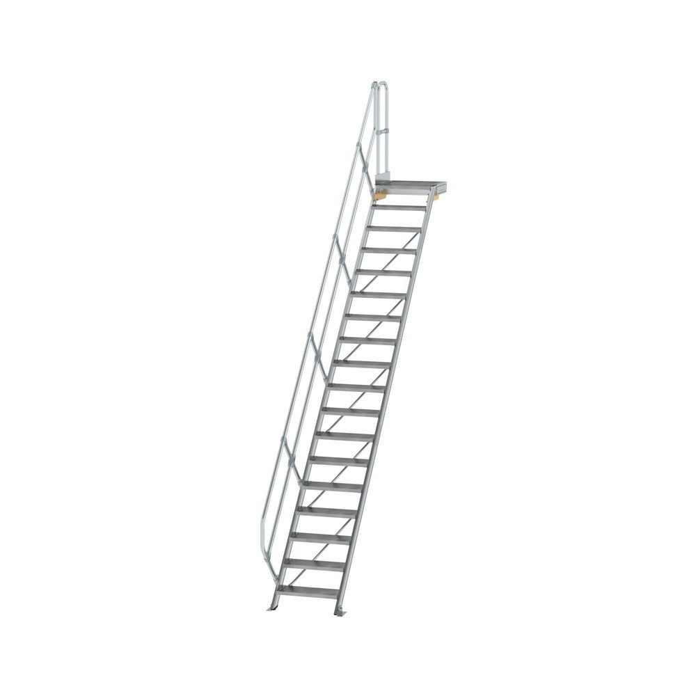 Munk Treppe mit Plattform 45° Stufenbreite 600 mm 17 Stufen Aluminium geriffelt