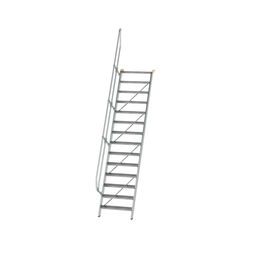 Munk Treppe 60° Stufenbreite 800 mm 14 Stufen Aluminium geriffelt