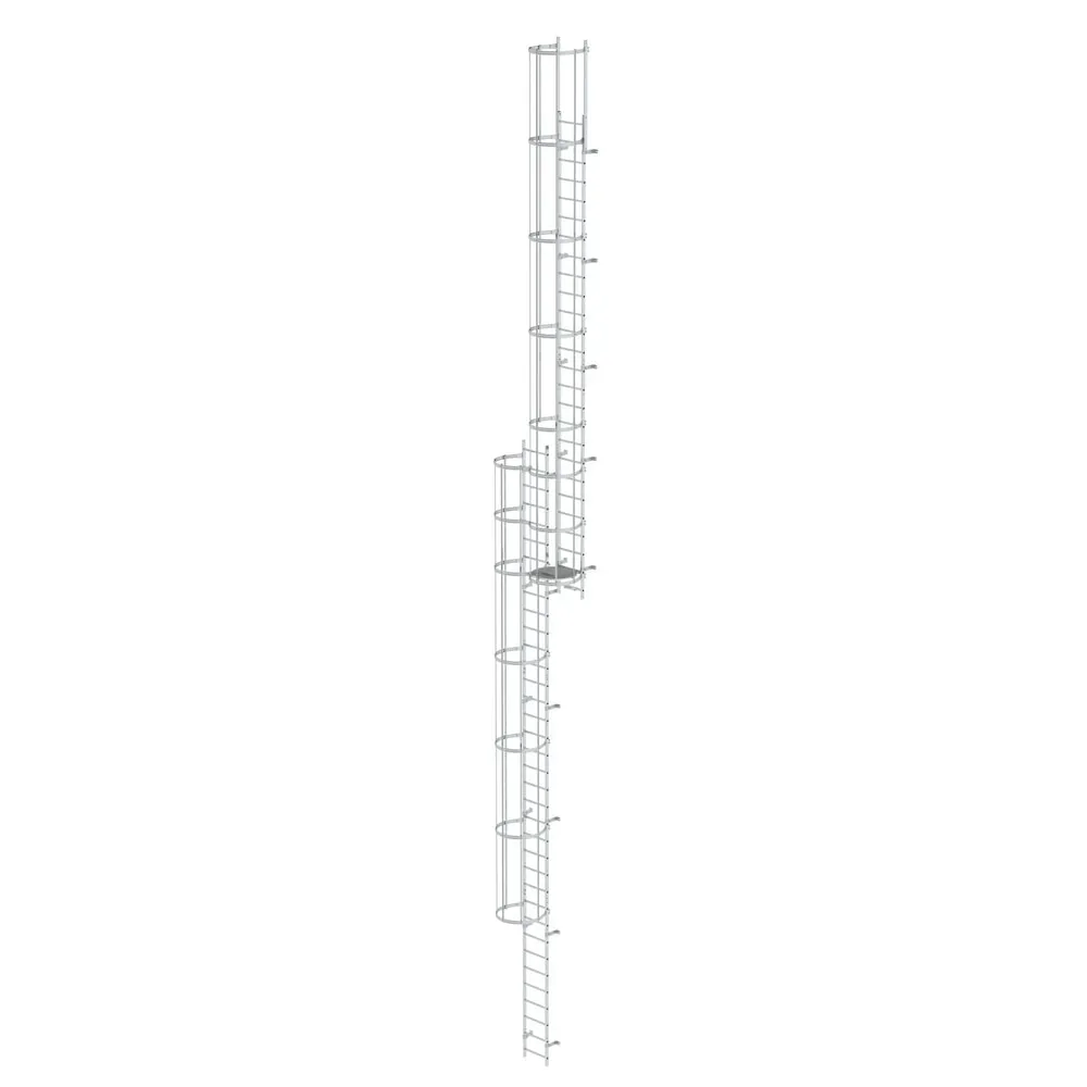 Munk Mehrzügige Steigleiter mit Rückenschutz (Bau) Aluminium blank 16,32m