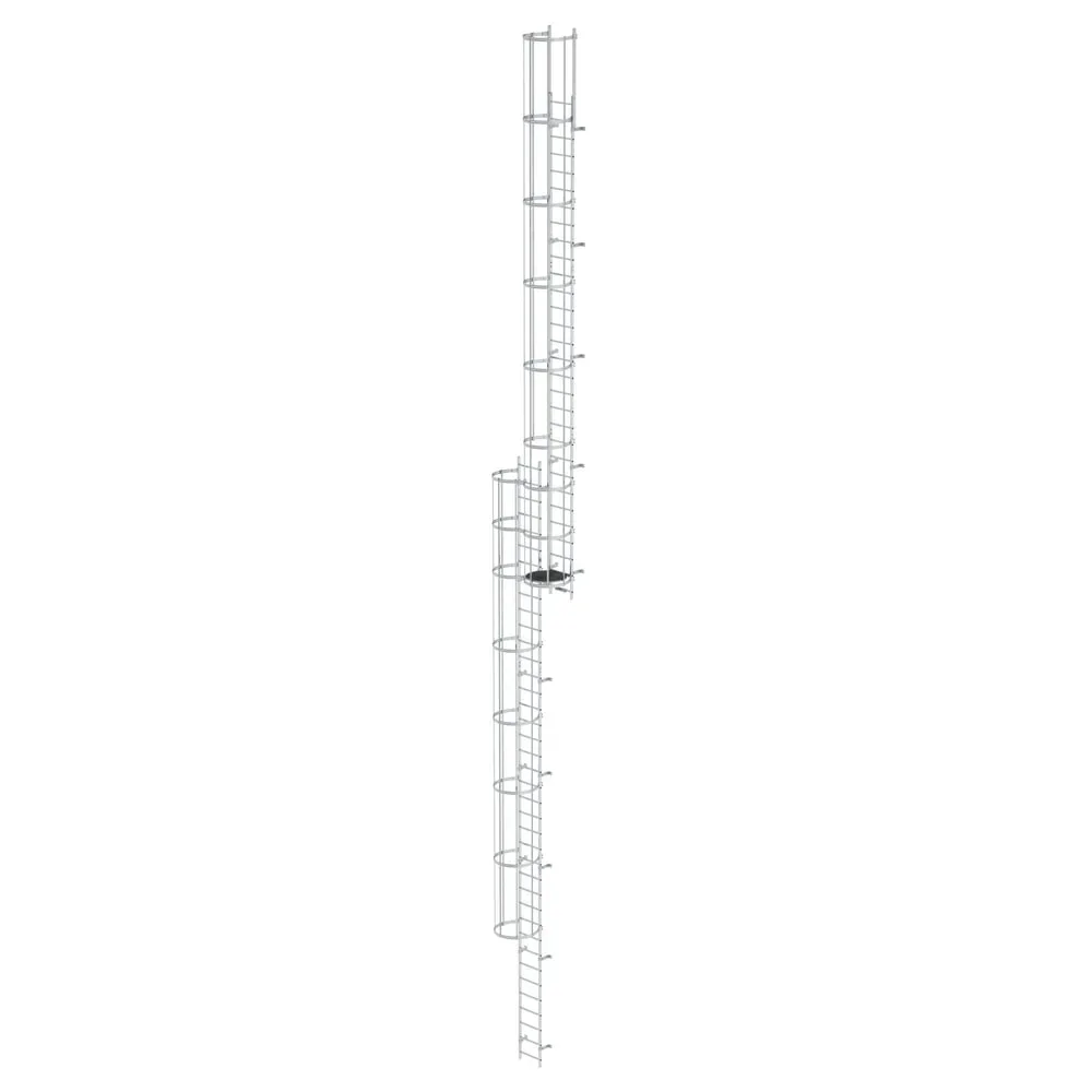 Munk Mehrzügige Steigleiter mit Rückenschutz (Bau) Aluminium blank 18,28m