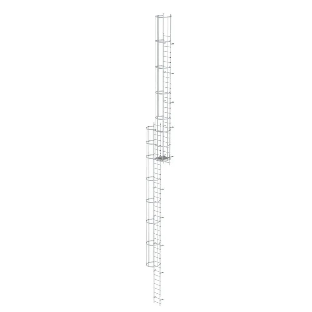 Munk Mehrzügige Steigleiter mit Rückenschutz (Bau) Aluminium blank 17,16m