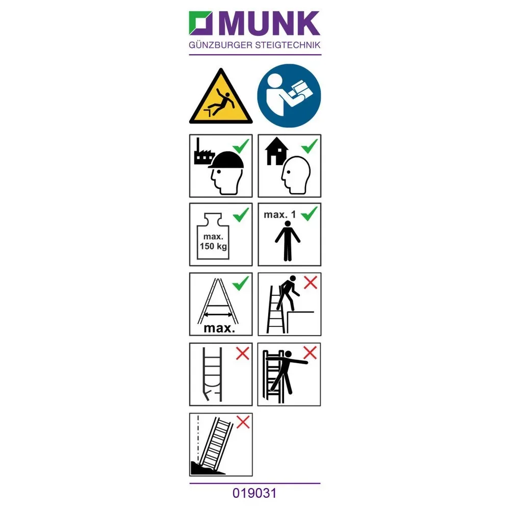 Munk Hinweis-Aufkleber für ML-Stehleitern einseitig begehbar Aufkleber 19031