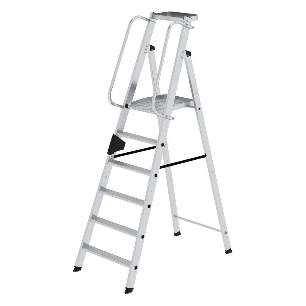 Alu-Stehleiter mit großer Plattform, Handlauf beidseitig, 6 Stufen inkl. Plattform MUNK