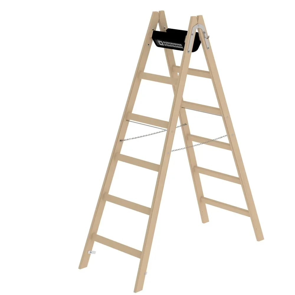 Munk Sprossen-Stehleiter Holz 2x6 Sprossen