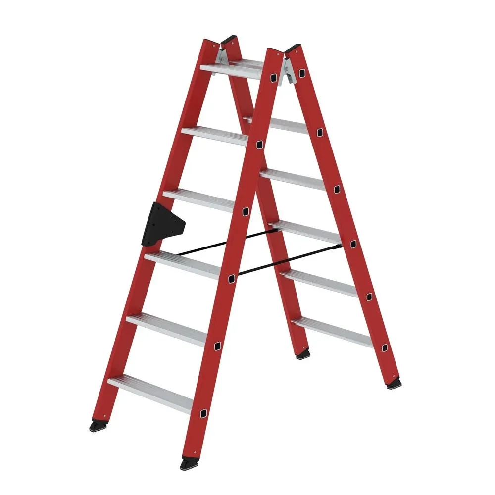 Kunststoffleiter, mit geriffelten Aluminium-Stufen, 2 x 6 Stufen MUNK