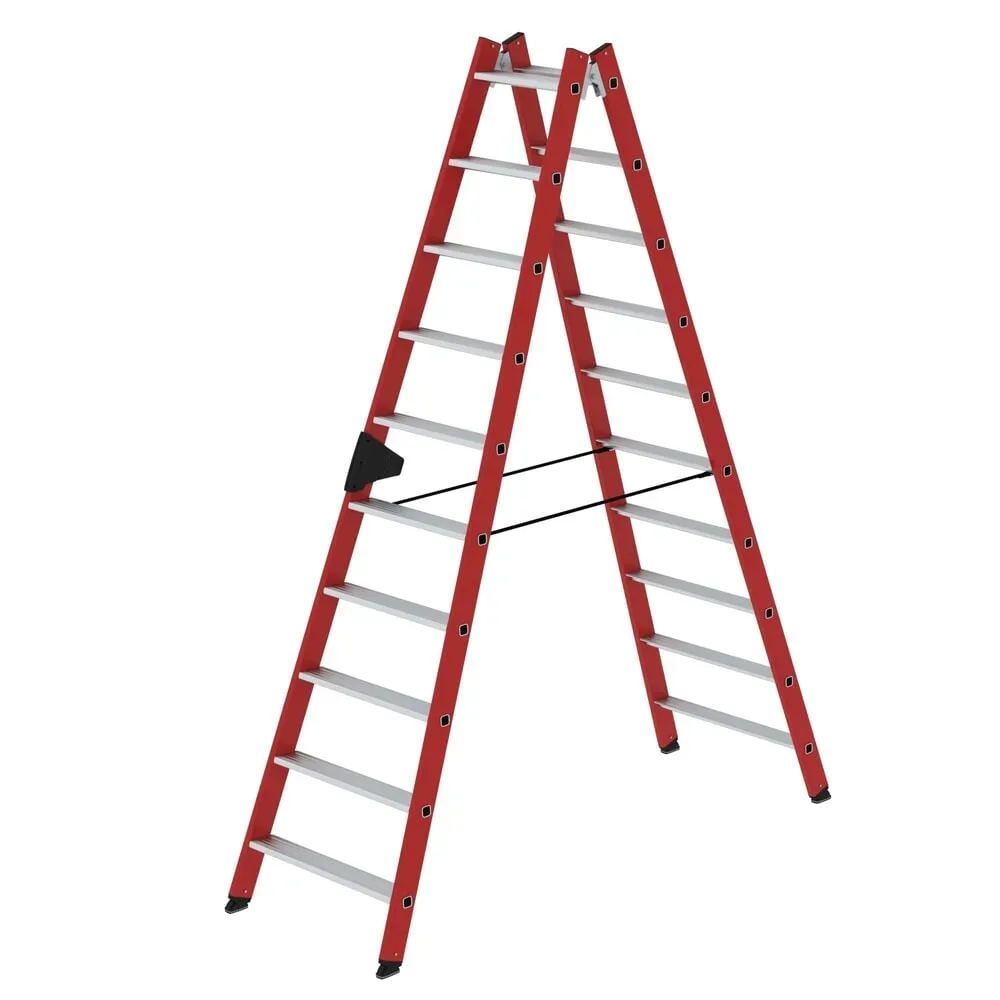 Kunststoffleiter, mit geriffelten Aluminium-Stufen, 2 x 10 Stufen MUNK