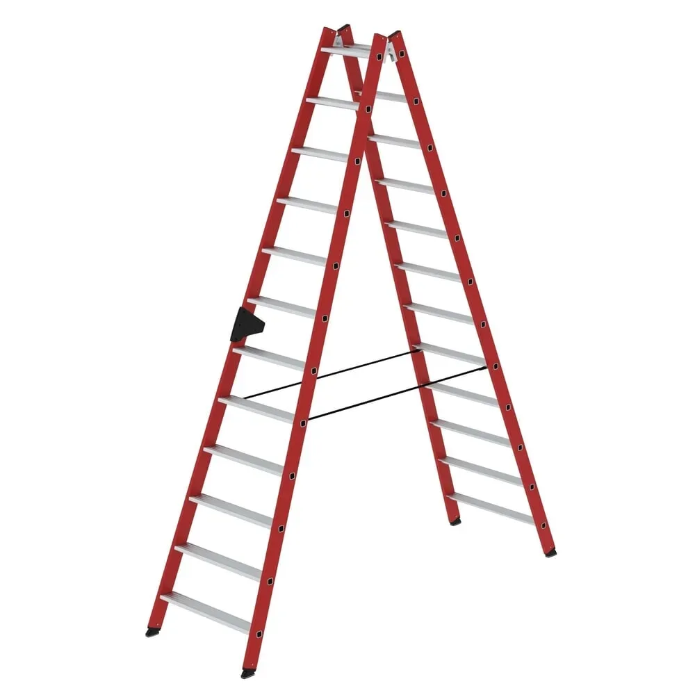 Kunststoffleiter, mit geriffelten Aluminium-Stufen, 2 x 12 Stufen MUNK