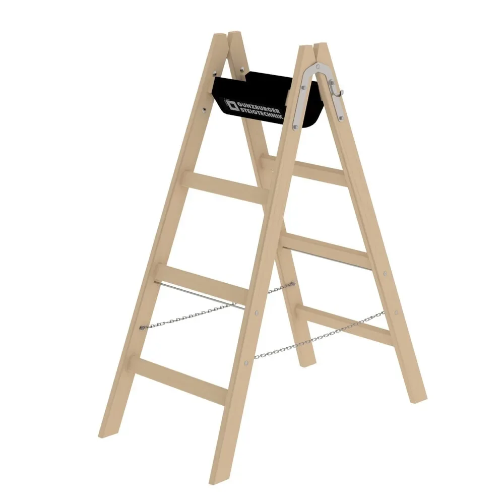 MUNK Günzburger Steigtechnik 33208 Holz Stufen-Doppelleiter Arbeitshöhe (max.): 2.5 m Braun 5.5 kg