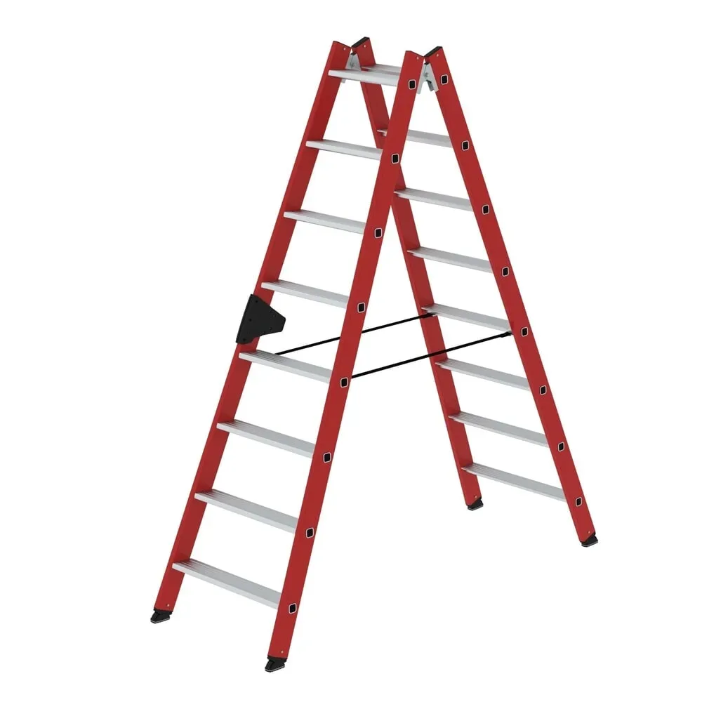 Kunststoffleiter, mit geriffelten Aluminium-Stufen, 2 x 8 Stufen MUNK