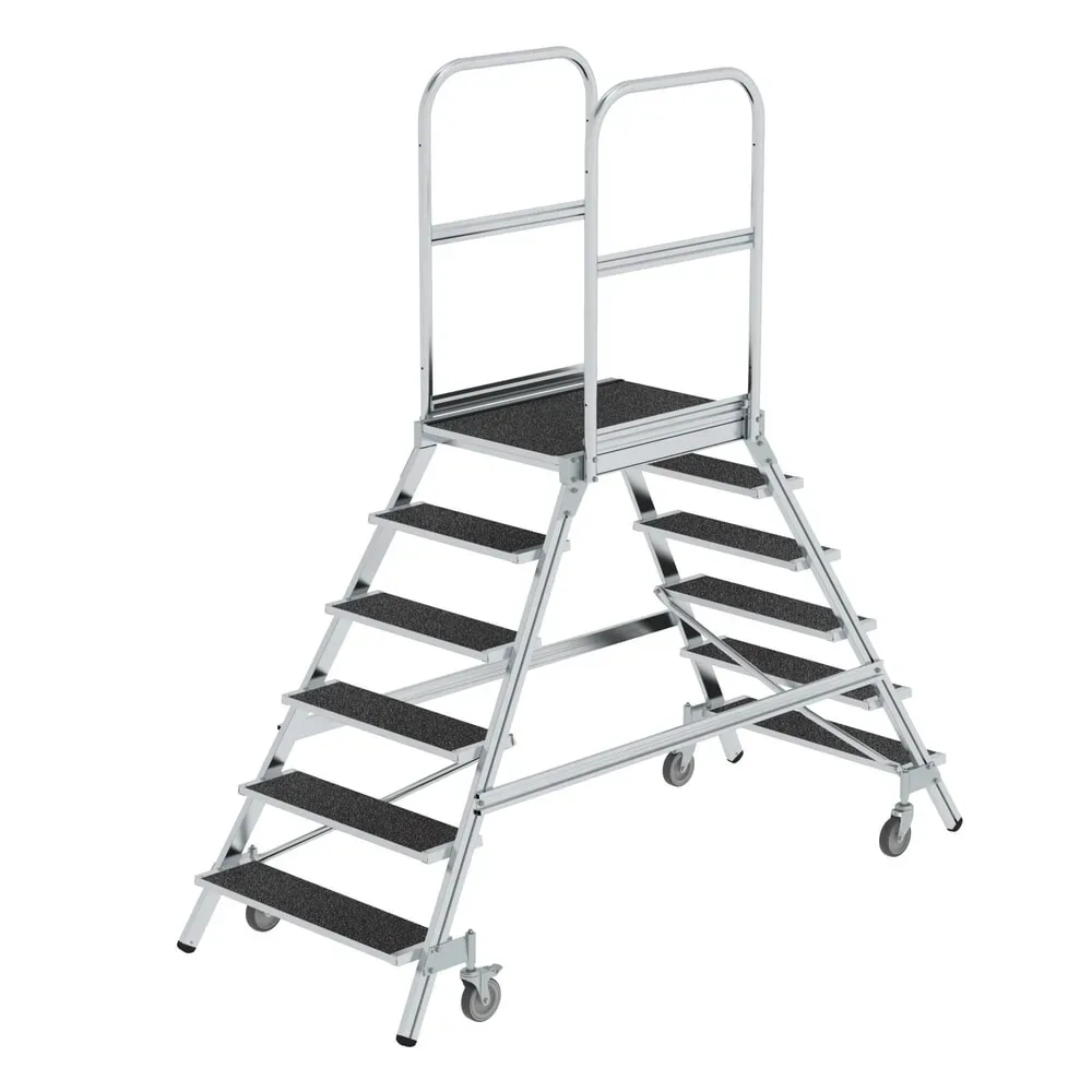Munk Podesttreppe beids. begehbar mit Federrolle Korundbeschichtung R13 6 Stufen
