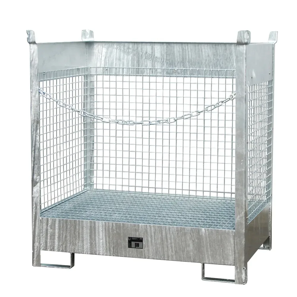 Fass-Stapelpalette Bauer FSP-2 D, Wände aus Drahtgitter, für 2 x 200 l Fass, verzinkt