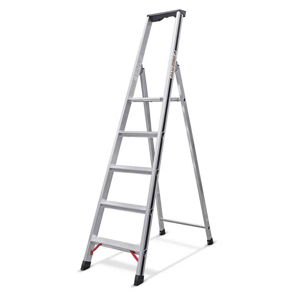 HYMER Stufen-Stehleiter Alu-Pro, 1-seitig begehbar, Standhöhe 1,12 m
