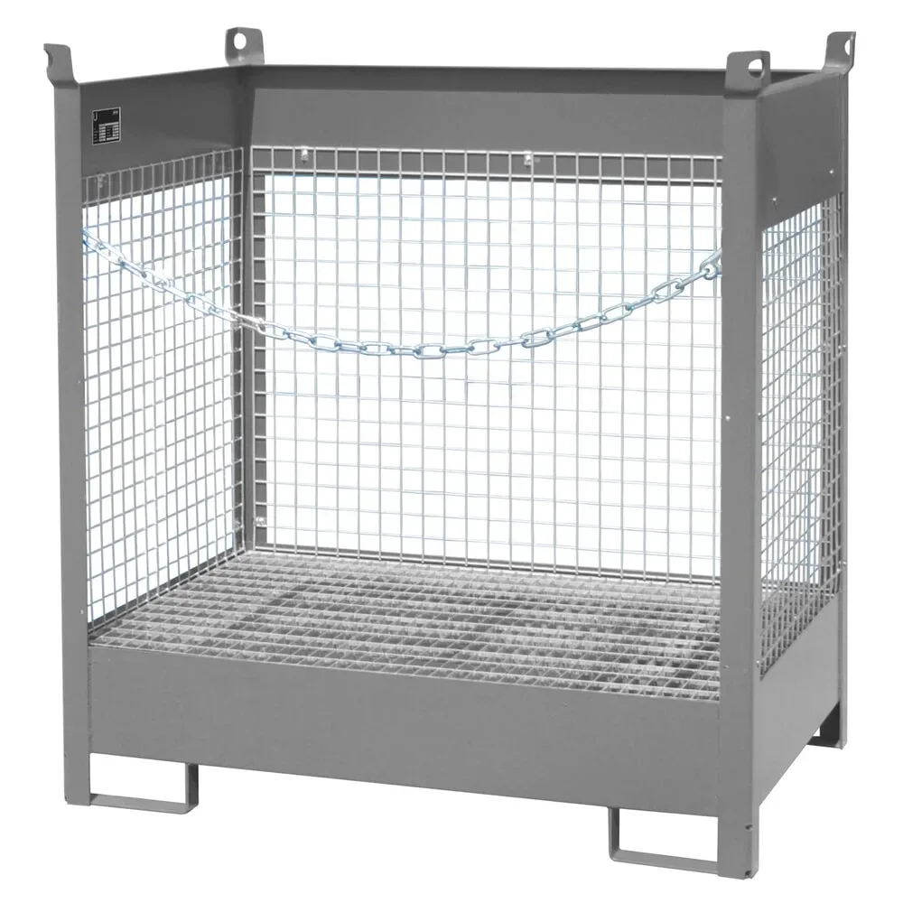 Bauer® Auffangwanne aus Stahl, stapelbare Fass-Palette FSP-2 D, lackiert, Mausgrau