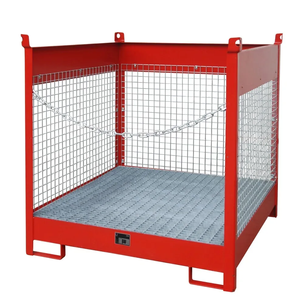 Bauer® Auffangwanne aus Stahl, stapelbare Fass-Palette FSP-4 D, lackiert, Feuerrot