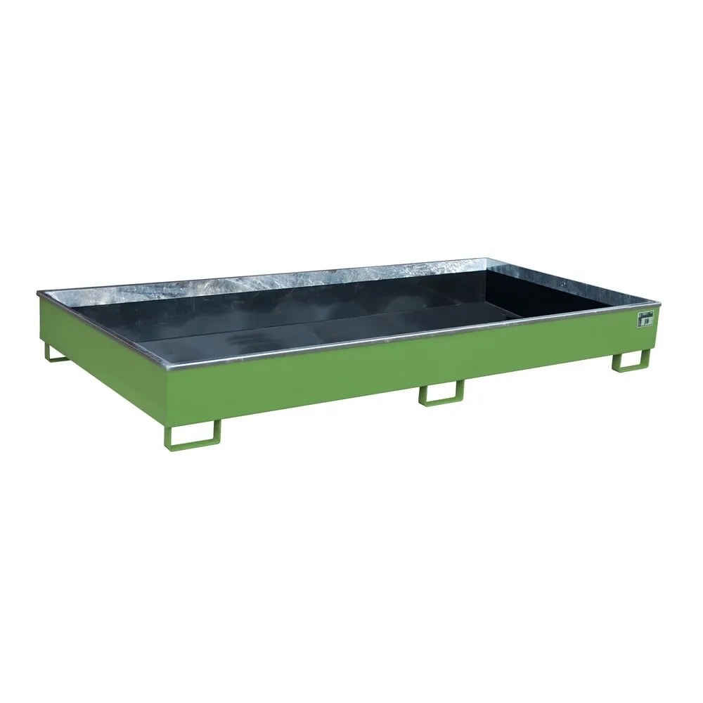 Bauer Regalwanne RW 2700-2 PE, mit PE-Einsatz, L 2665 x B 1315 x H 305 mm, resedagrün RAL 6011