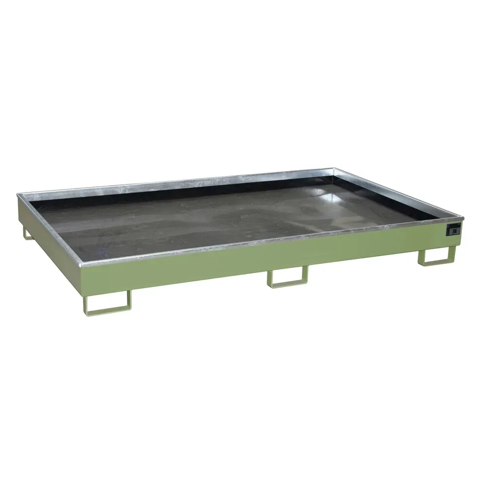 Bauer Regalwanne RW 2200-2 PE, mit PE-Einsatz, L 2165 x B 1315 x H 510 mm, resedagrün RAL 6011