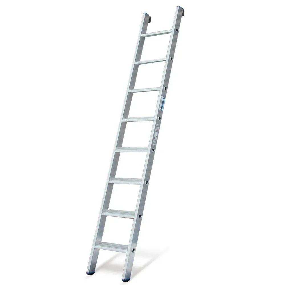 Anlegeleiter Krause, TRBS 2121-2, Arbeitshöhe 2900 mm, 7 rutschfeste Profilstufen mit T 80 mm, Fussstopfen, Aluminium