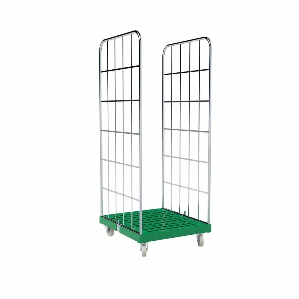 Rollbehälter Classic, 2-seitig, galvanisch verzinkt, Kunststoff-Rollplatte, HxBxT 1.850 x 724 x 815 mm, verkehrsgrün