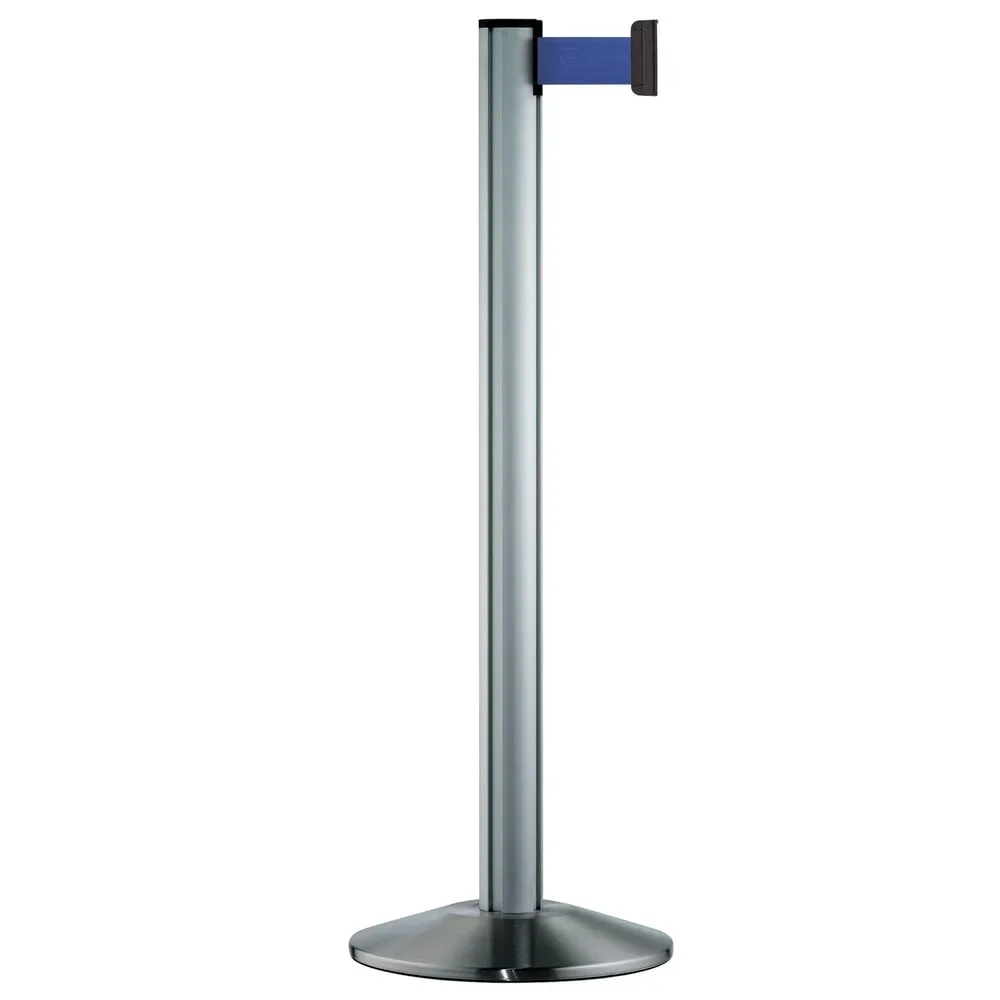 Personen-Leitsystem Classic, Ständer satiniert, Gurtfarbe blau