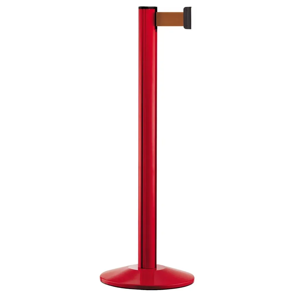 Personen-Leitsystem Classic, Ständer rot, Gurtfarbe braun