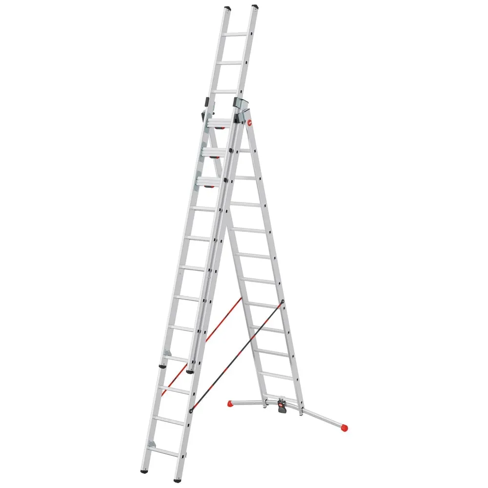 Hailo S120 Pro, Mehrzweckleiter 3-teilig, 3 x 12 Sprossen