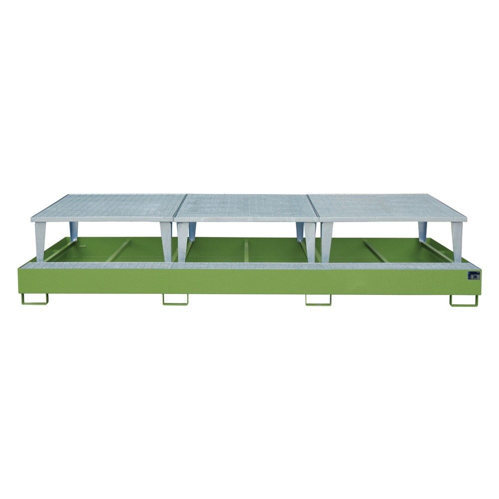 Bauer® Auffangwanne aus Stahl für 3x KTC/IBC, inkl. Abfüllaufsatz, resedagrün