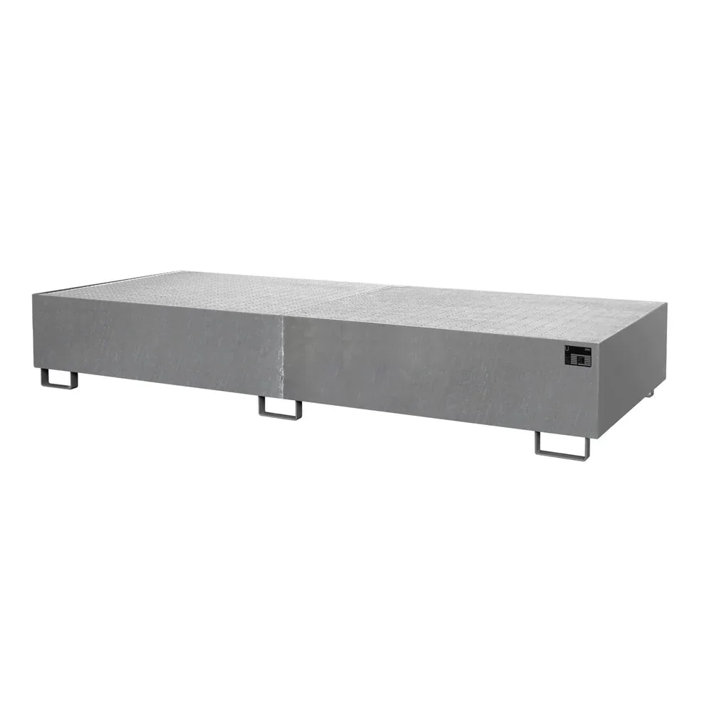 Bauer® Regalboden-Auffangwanne, HxBxT 380 x 3.250 x 1.300 mm, Auffangvolumen 1.000 l, inkl. Gitterrost, feuerverzinkt